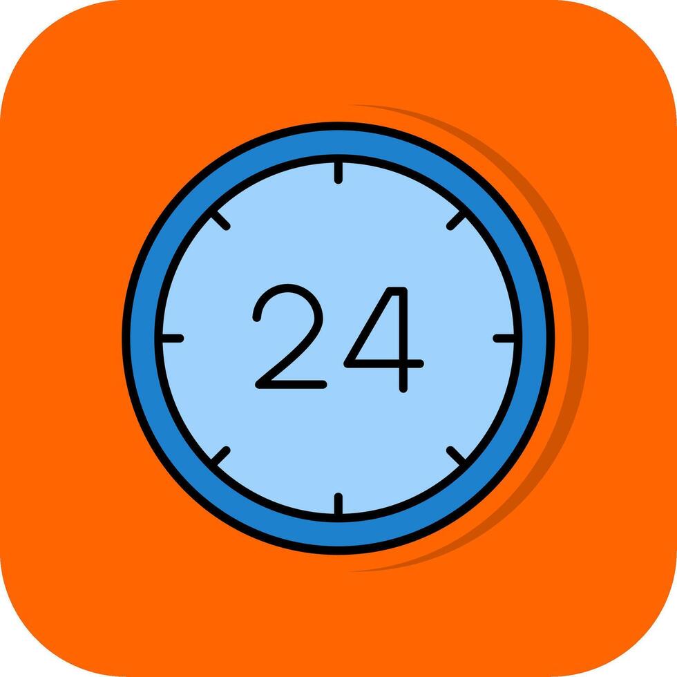 24 Hours Filled Orange background Icon vector