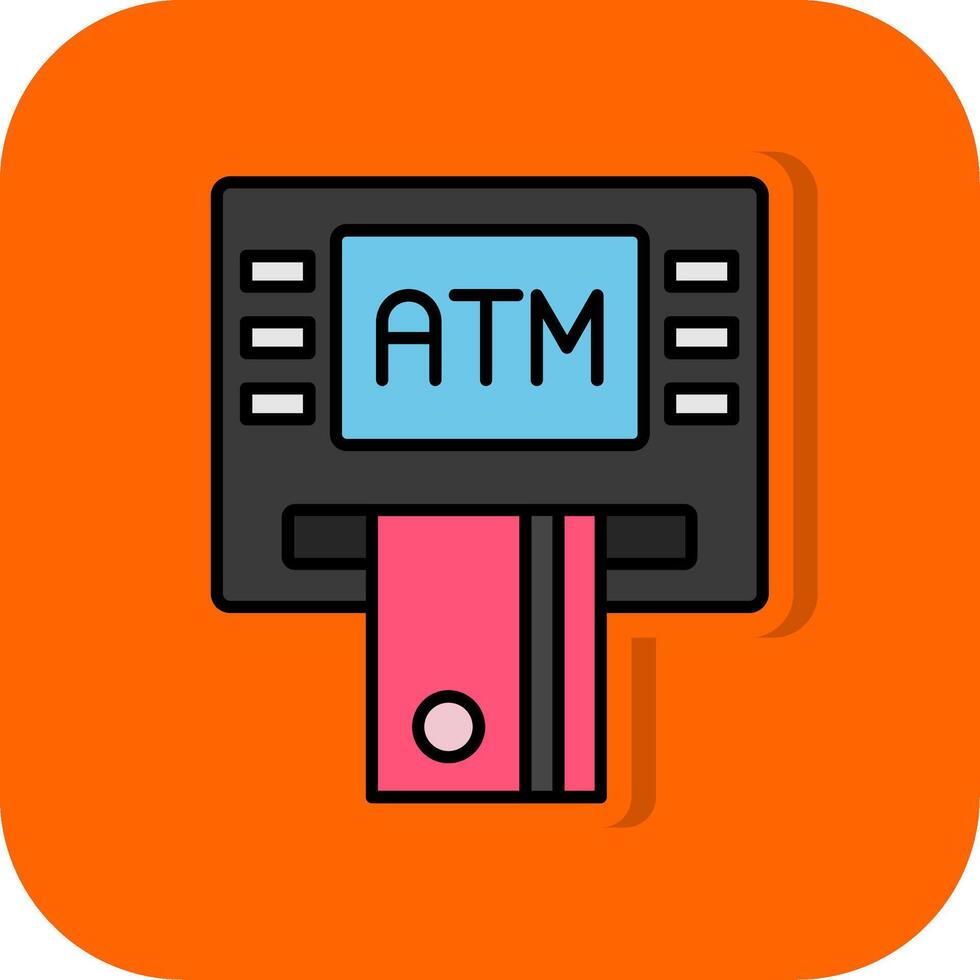 Atm Machine Filled Orange background Icon vector
