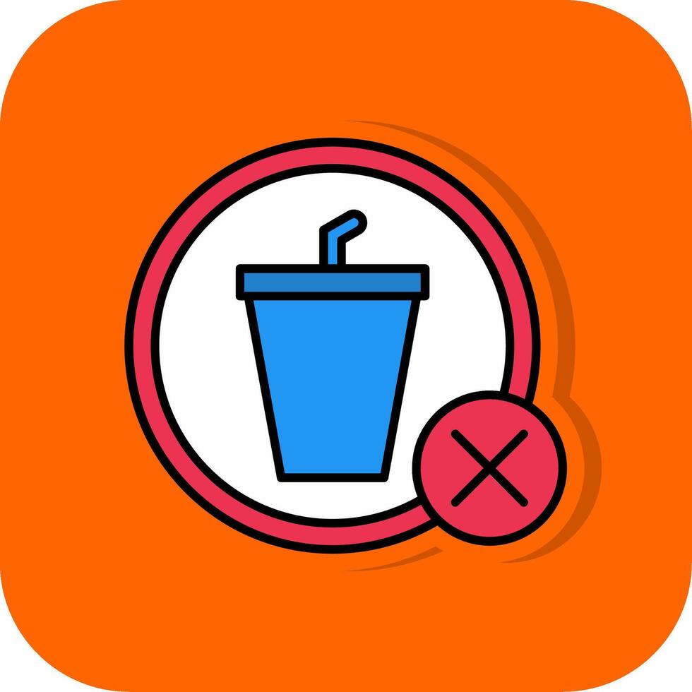 No Drinks Filled Orange background Icon vector