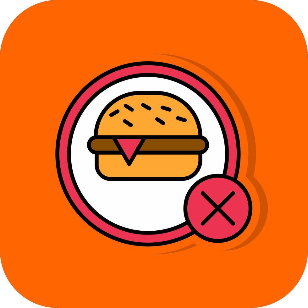 No Food Filled Orange background Icon vector