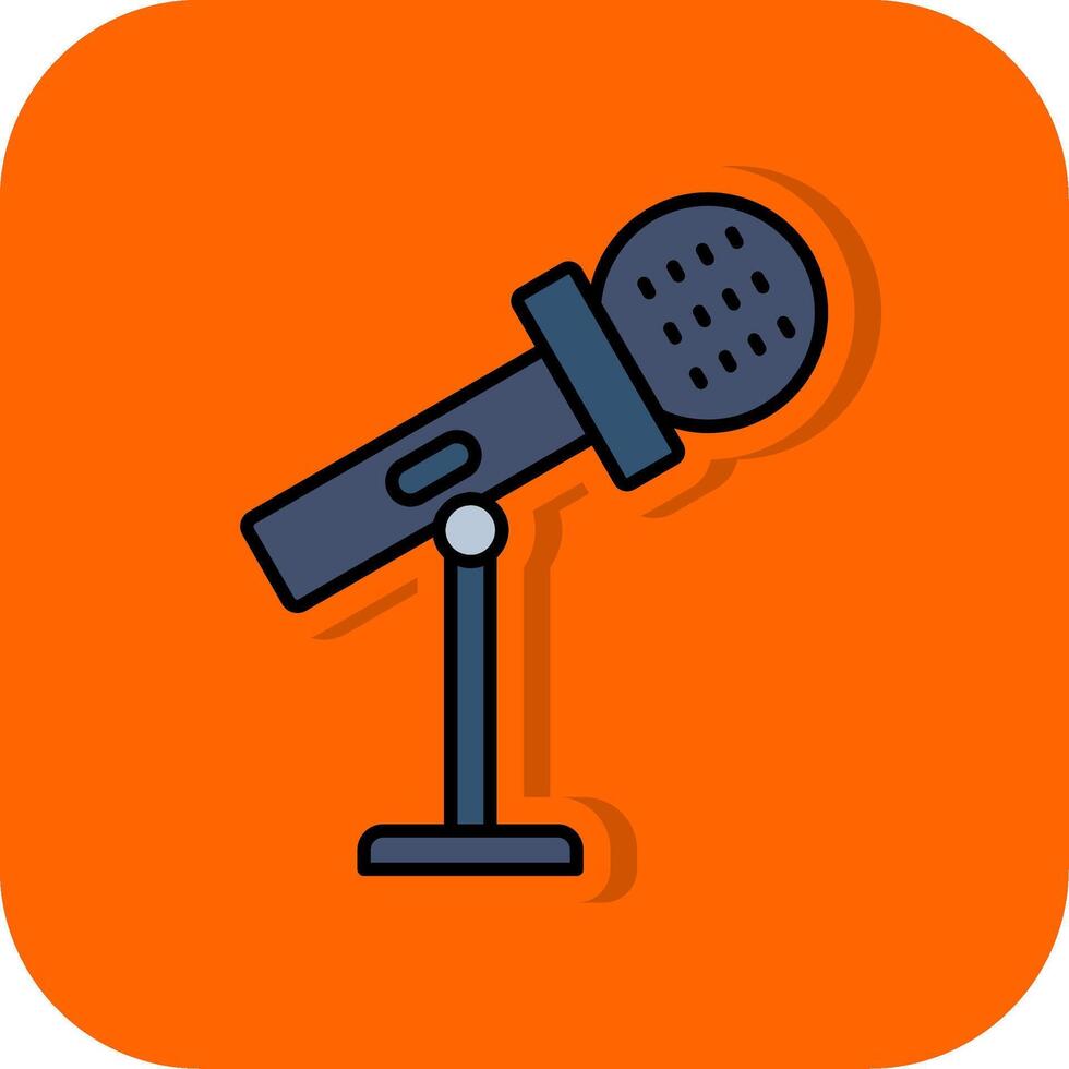 Stand Mic Filled Orange background Icon vector