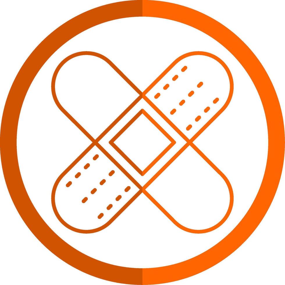 Bandage Line Orange Circle Icon vector