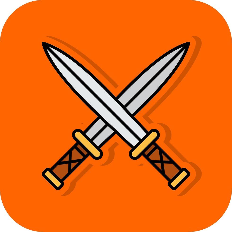 Two Swords Filled Orange background Icon vector