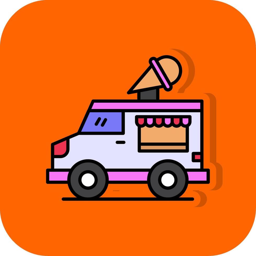 Icecream Van Filled Orange background Icon vector