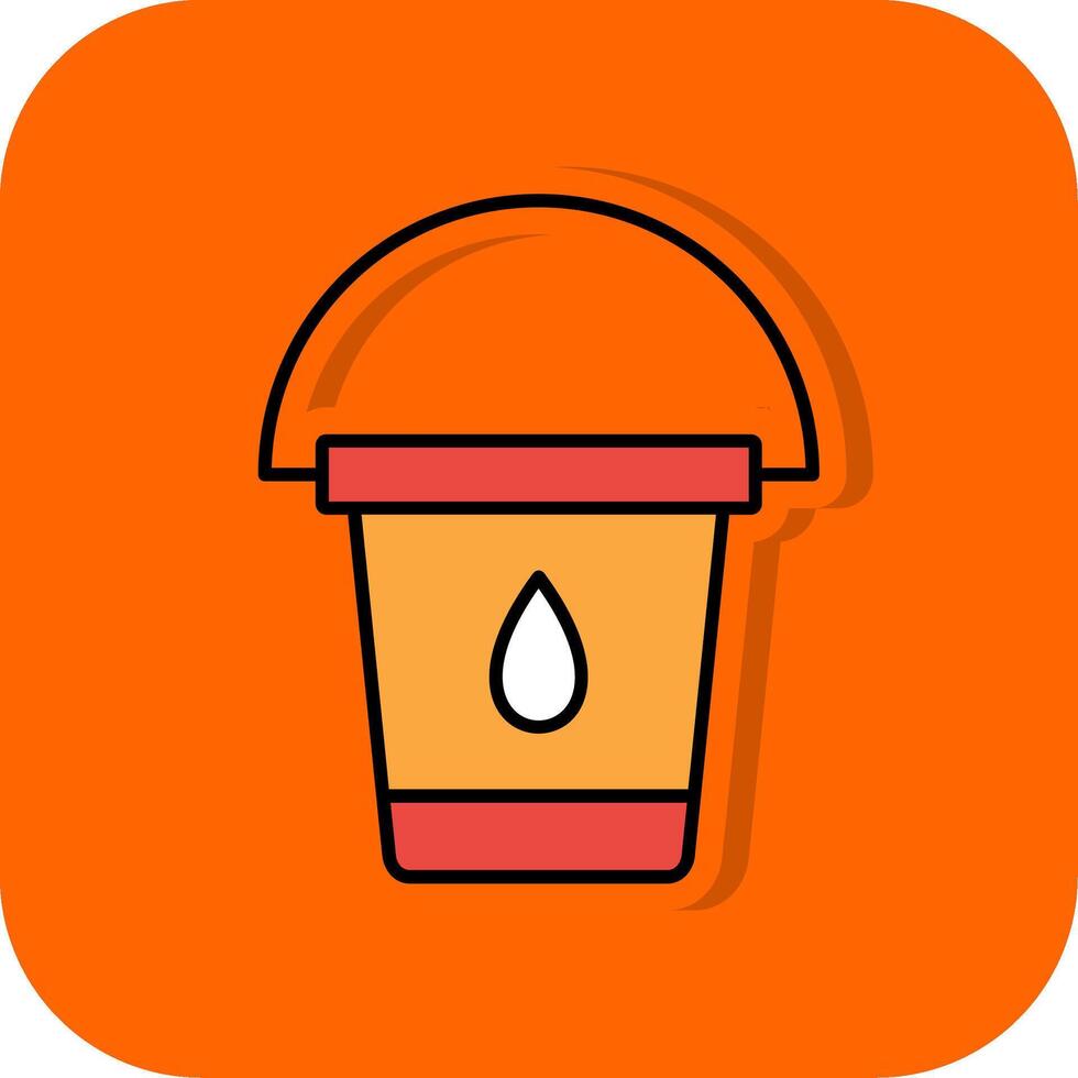 agua Cubeta lleno naranja antecedentes icono vector