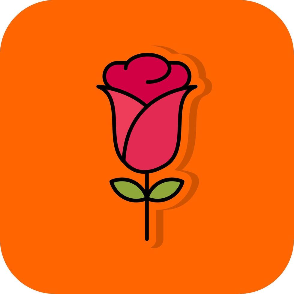Rosa lleno naranja antecedentes icono vector