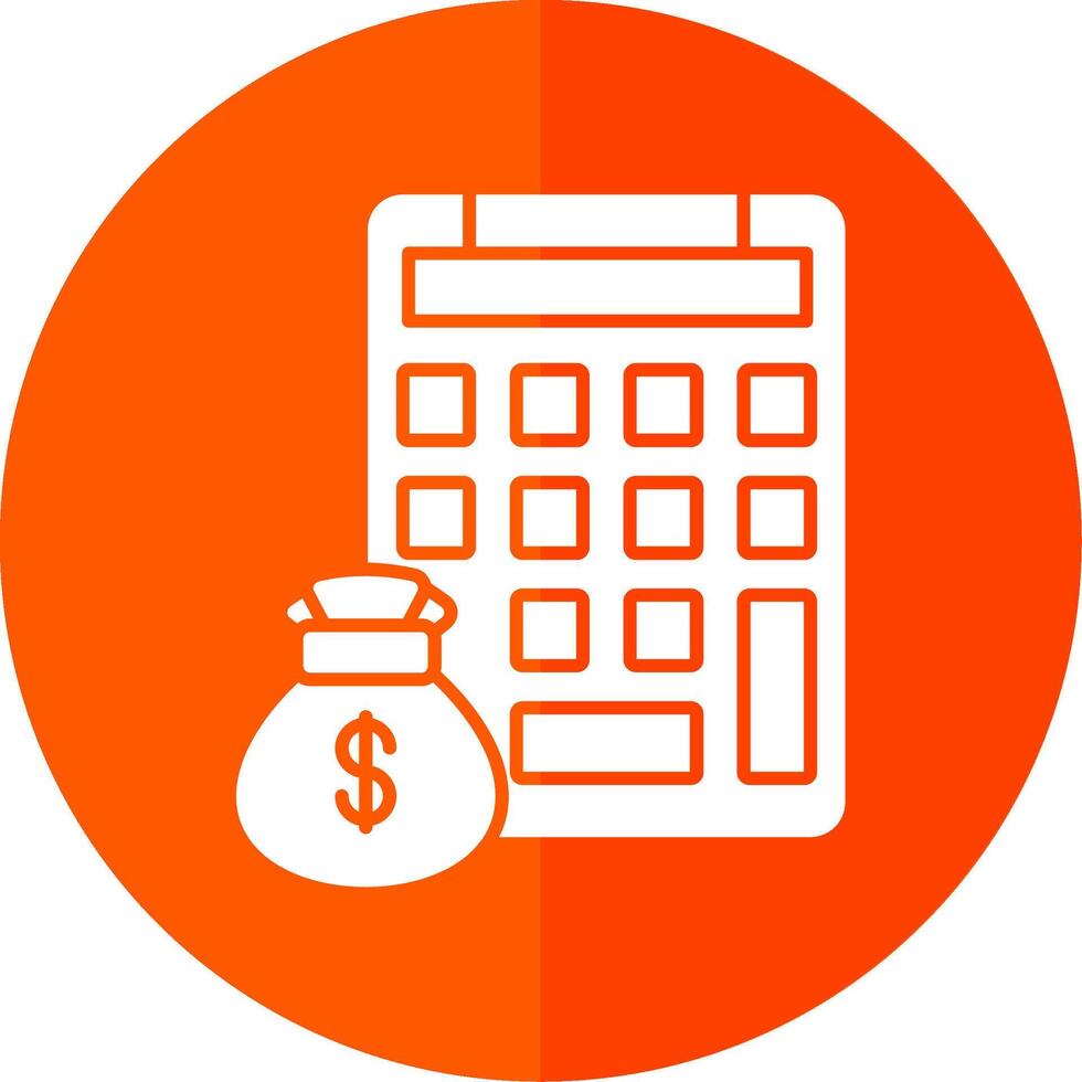 Calculating Glyph Red Circle Icon vector