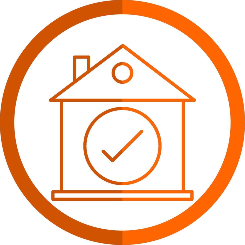 Home Selection Line Orange Circle Icon vector