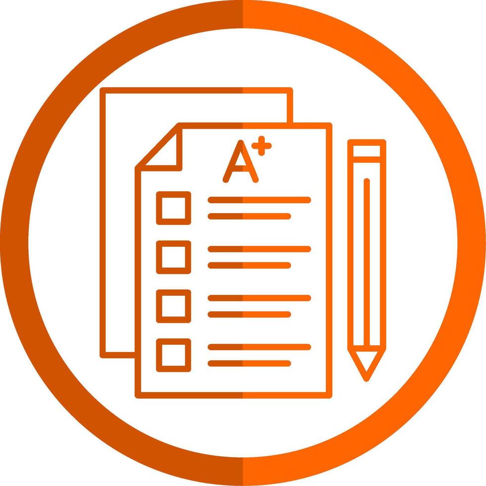 Exam Line Orange Circle Icon vector