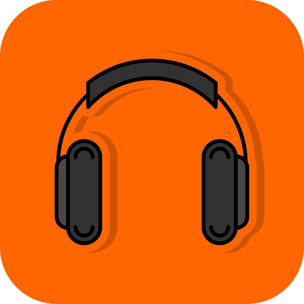 Headphones Filled Orange background Icon vector