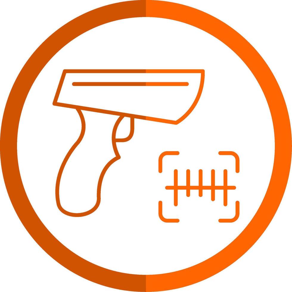 Barcode Scanner Line Orange Circle Icon vector