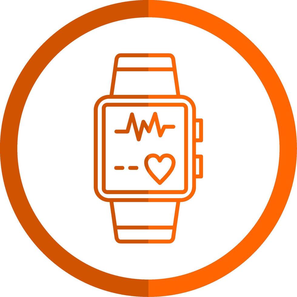 Smart Watch Line Orange Circle Icon vector