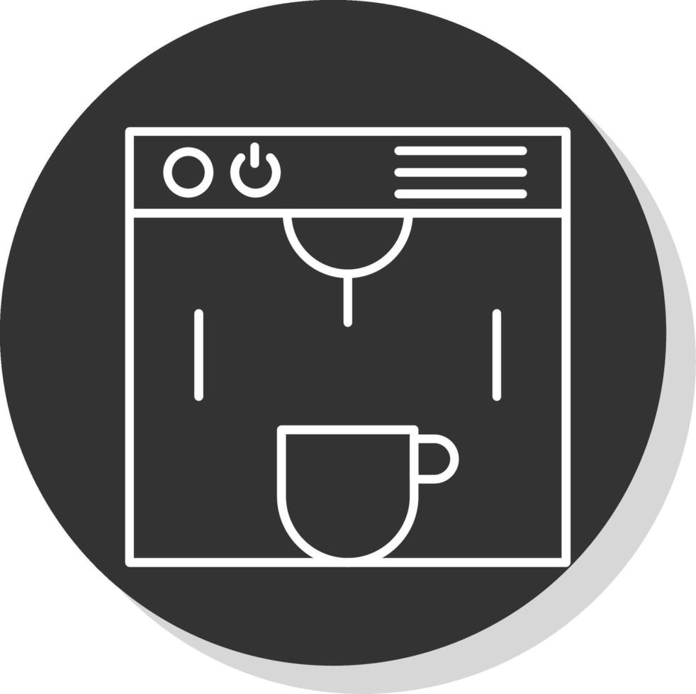 Coffe Maker Line Grey Circle Icon vector