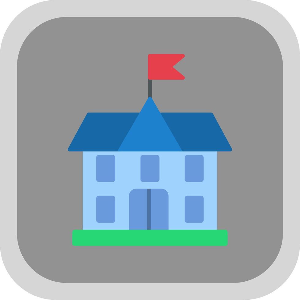 School Flat Round Corner Icon vector