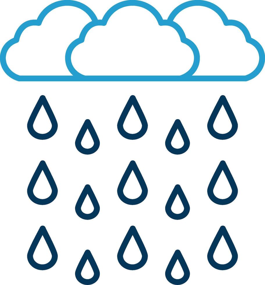 Heavy Rain Line Blue Two Color Icon vector