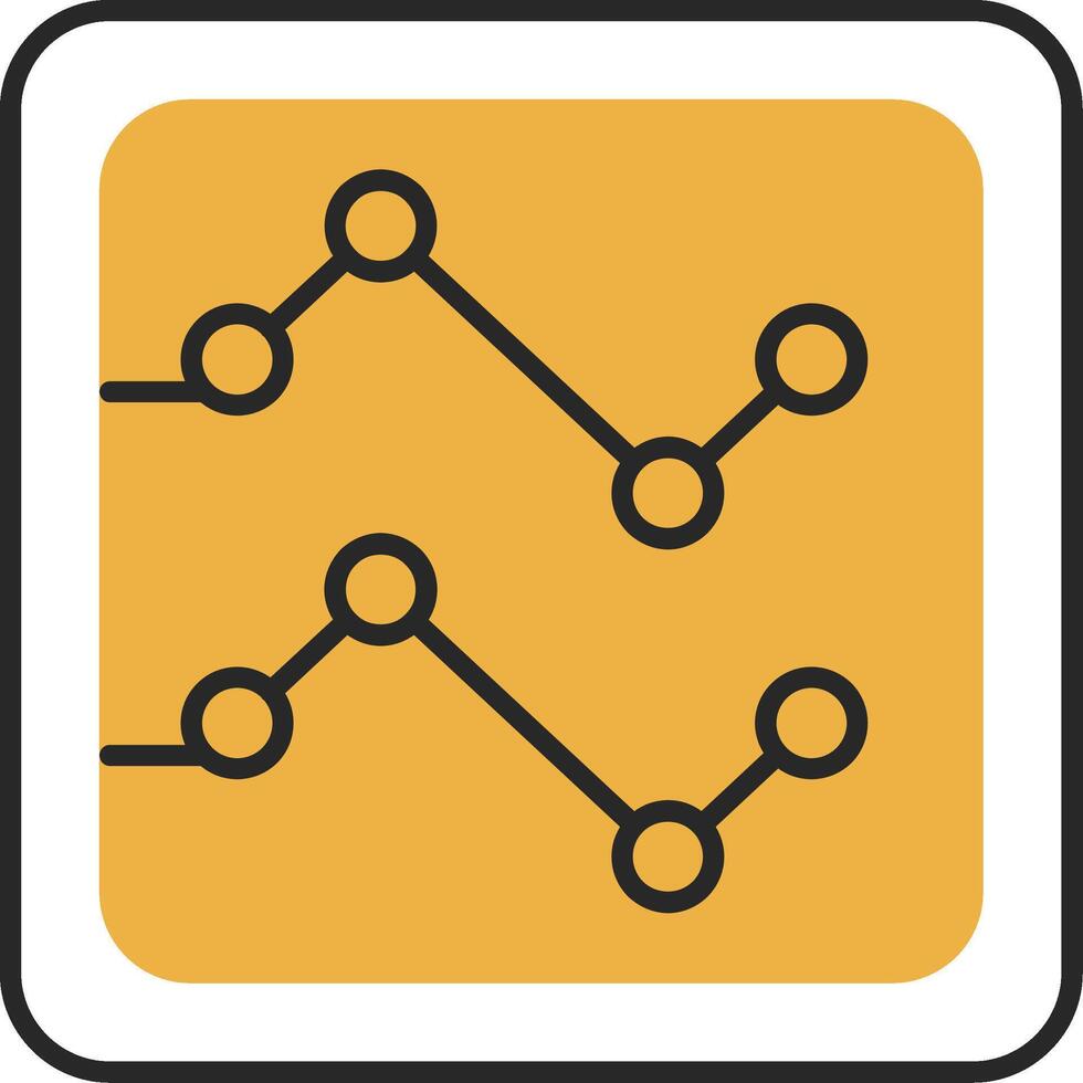 Line Chart Skined Filled Icon vector