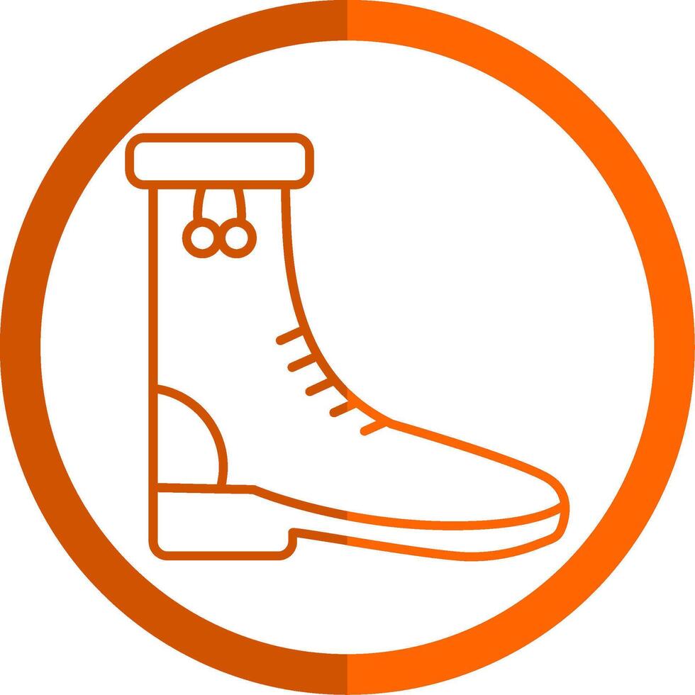 Rain Boots Line Orange Circle Icon vector