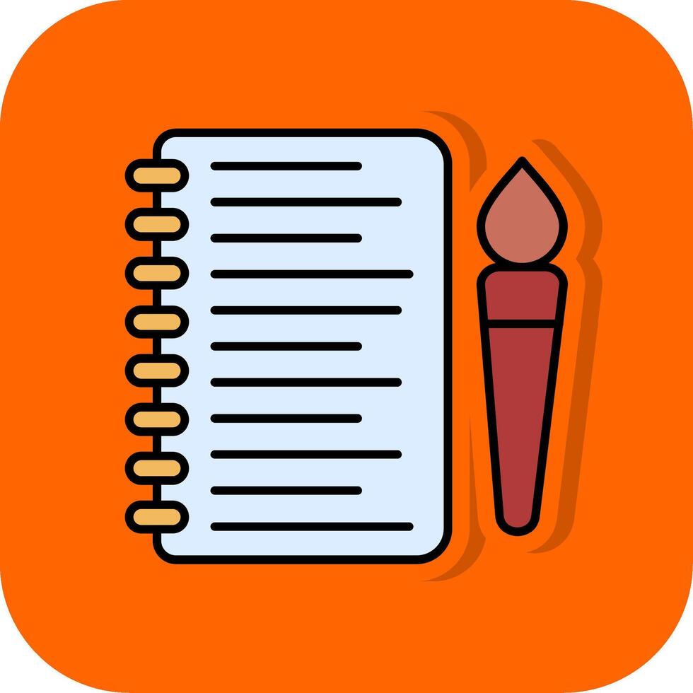 Sketchbook Filled Orange background Icon vector
