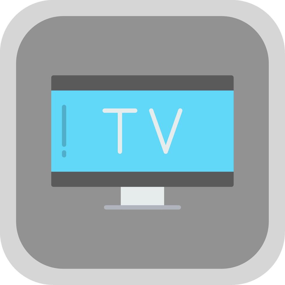 Tv Flat Round Corner Icon vector