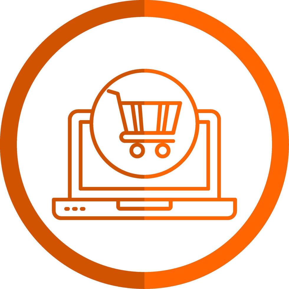 Shopping Online Line Orange Circle Icon vector