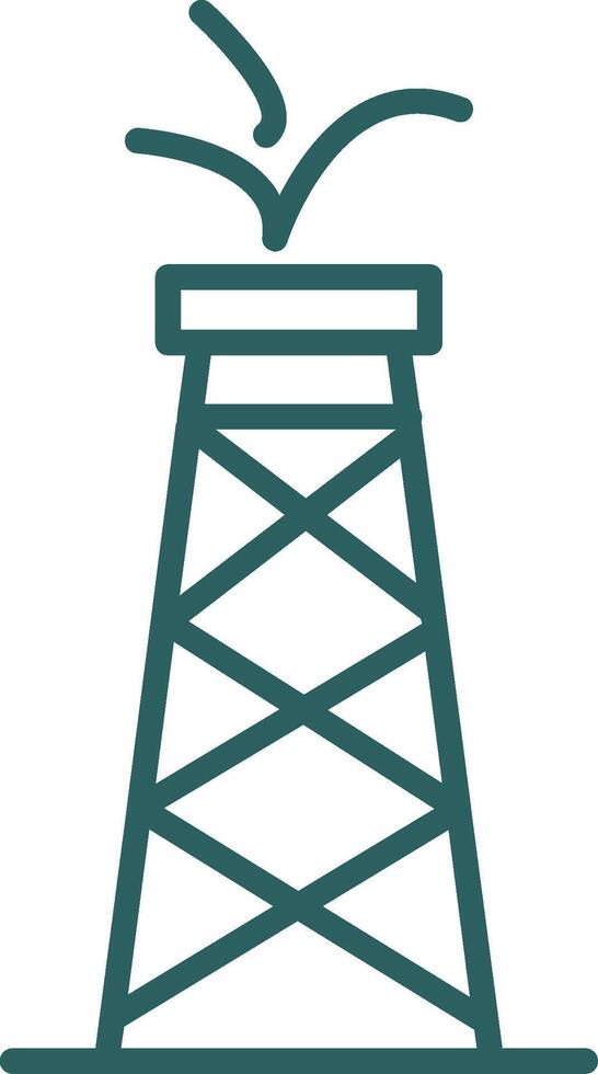 petróleo torre línea degradado redondo esquina icono vector