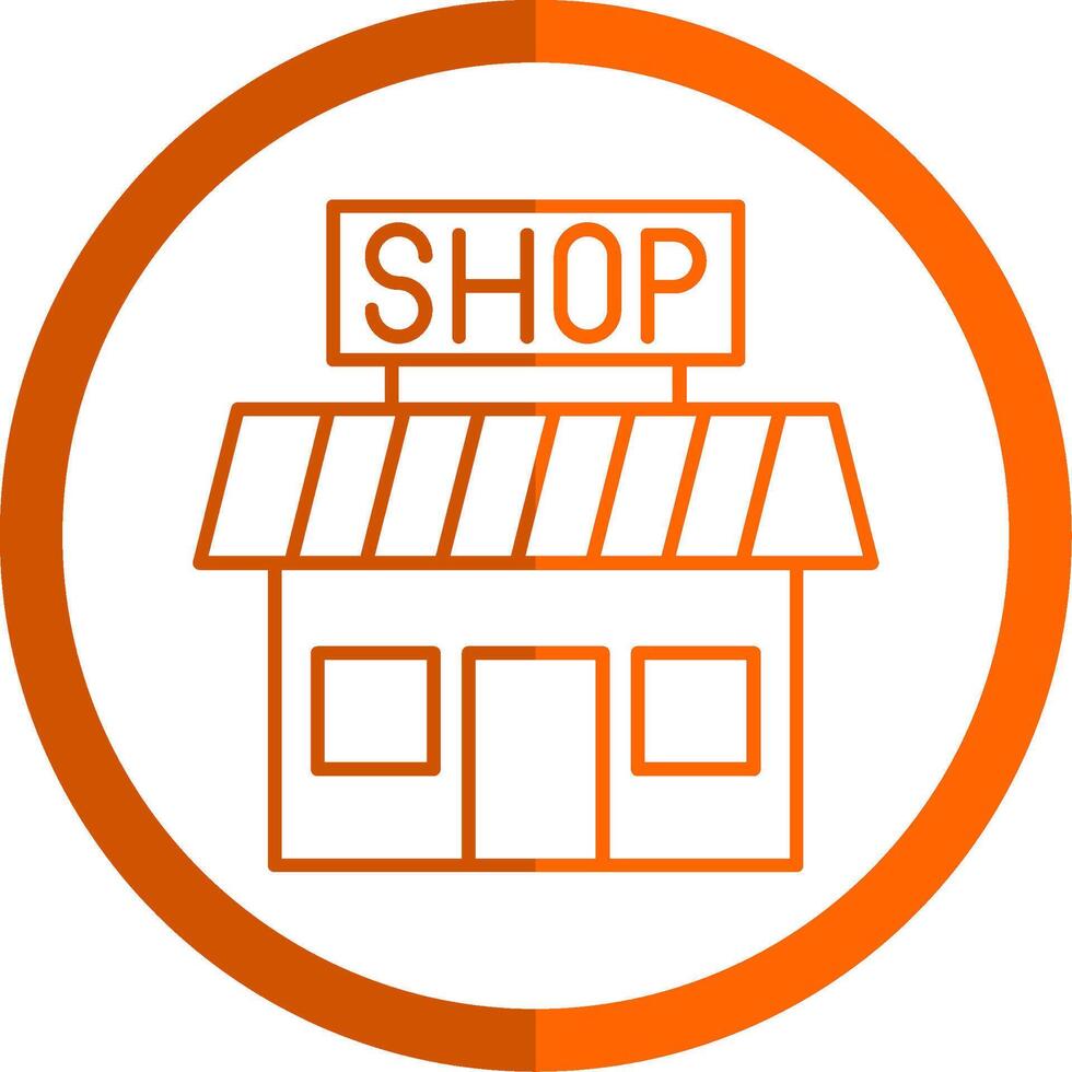 Shop Line Orange Circle Icon vector