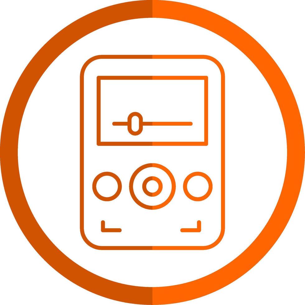 Audio Player Line Orange Circle Icon vector