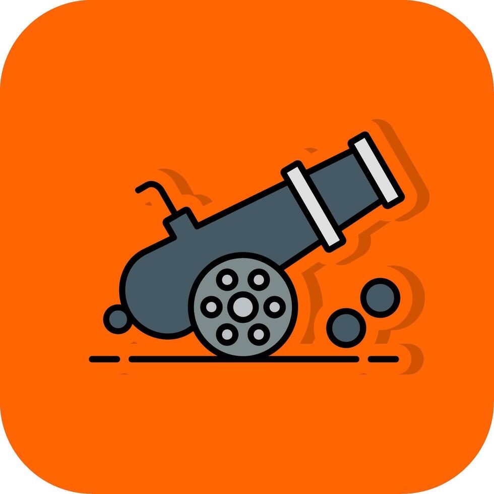 Cannon Filled Orange background Icon vector