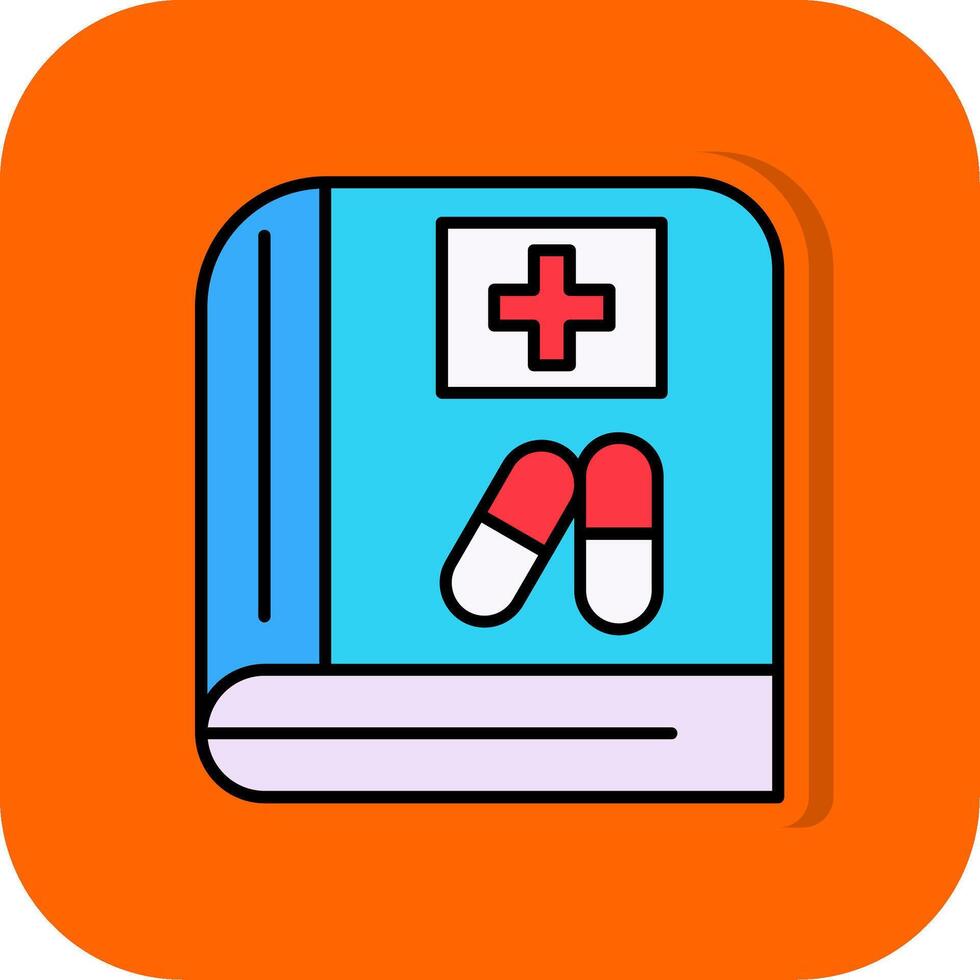 médico libro lleno naranja antecedentes icono vector