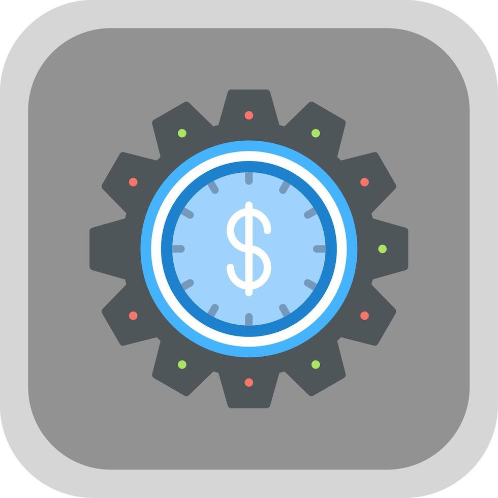 Time Is Money Flat Round Corner Icon vector