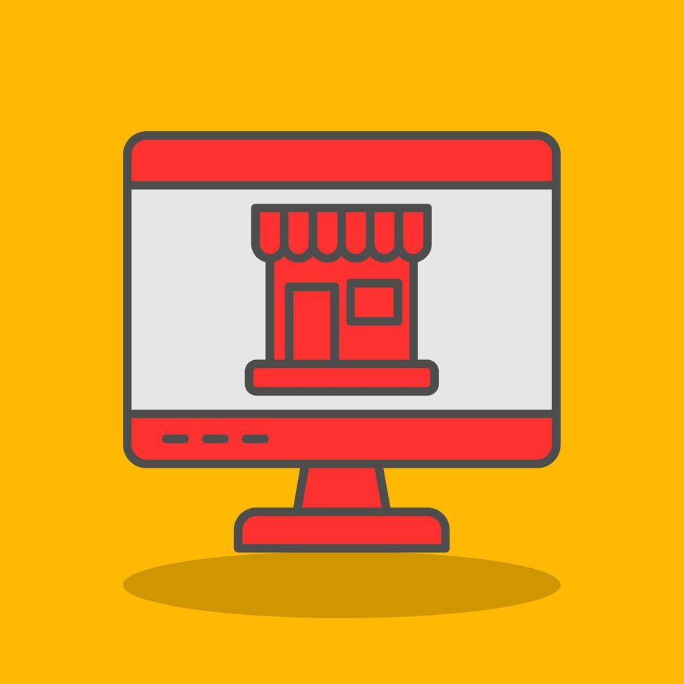 Online Shopping Filled Shadow Icon vector