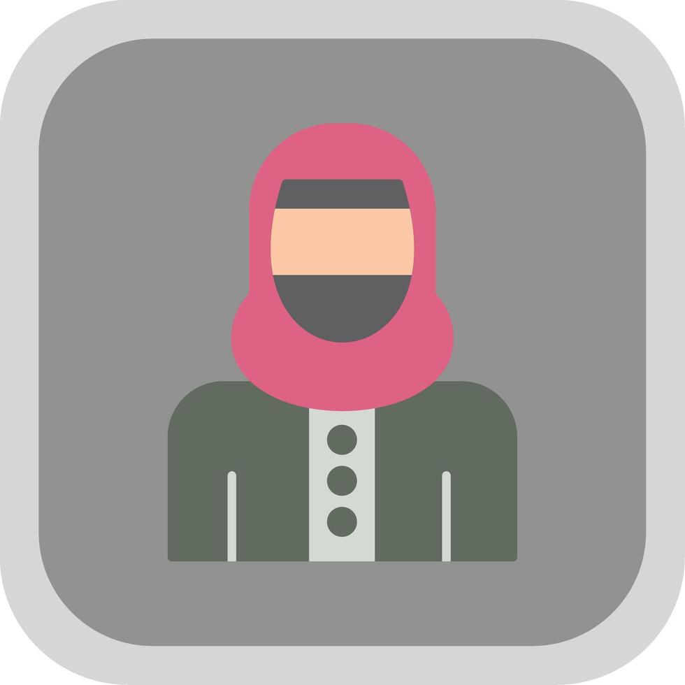 Woman with Niqab Flat Round Corner Icon vector