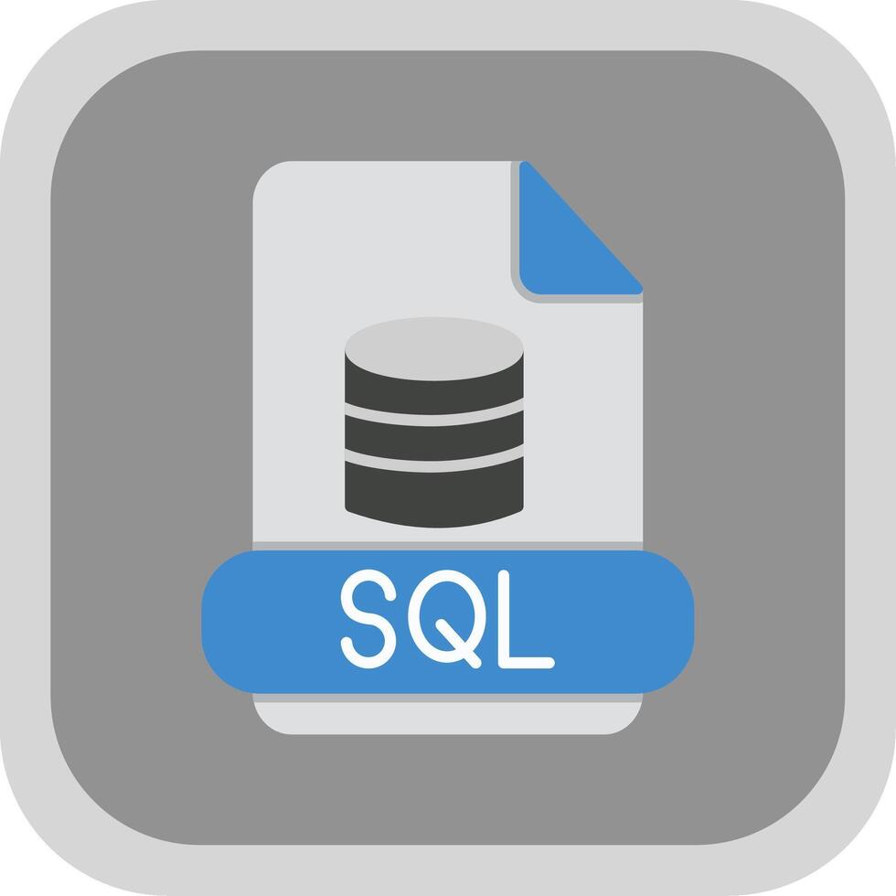 Sql Flat Round Corner Icon vector