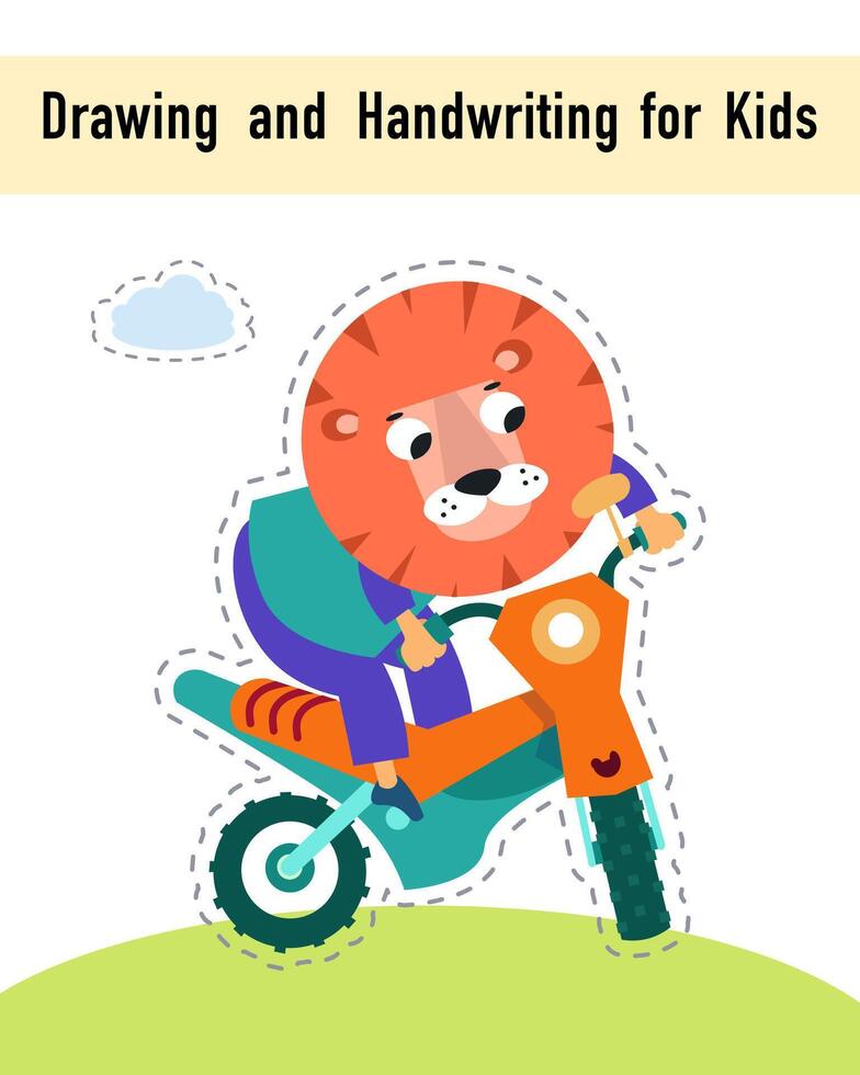 Drawing and handwriting for children. Educational activity game worksheet for kids. Cartoon funny characters. illustration. vector
