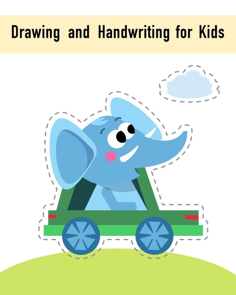 Drawing and handwriting for children. Educational activity game worksheet for kids. Cartoon funny characters. illustration. vector