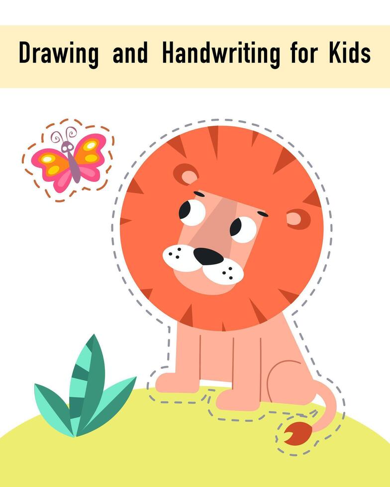 Drawing and handwriting for children. Educational activity game worksheet for kids. Cartoon funny characters. illustration. vector