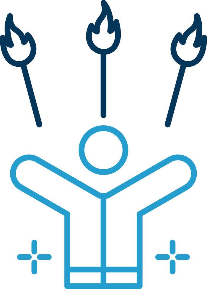 Juggling Fire Line Blue Two Color Icon vector