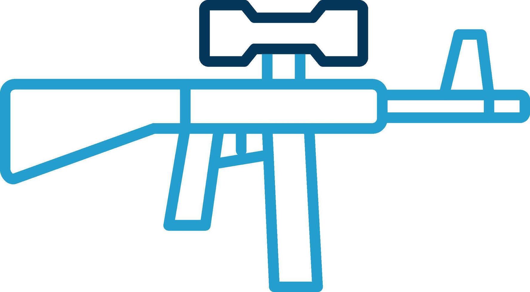 Assault Rifle Line Blue Two Color Icon vector