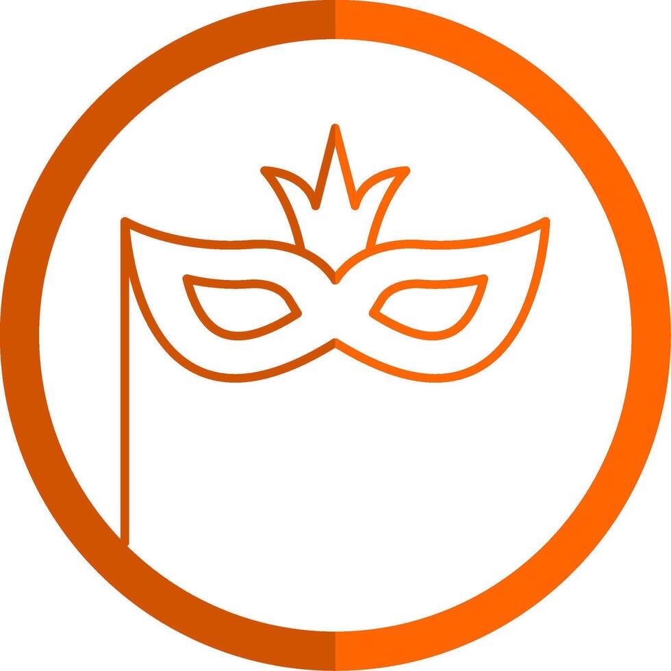 Carnival Mask Line Orange Circle Icon vector