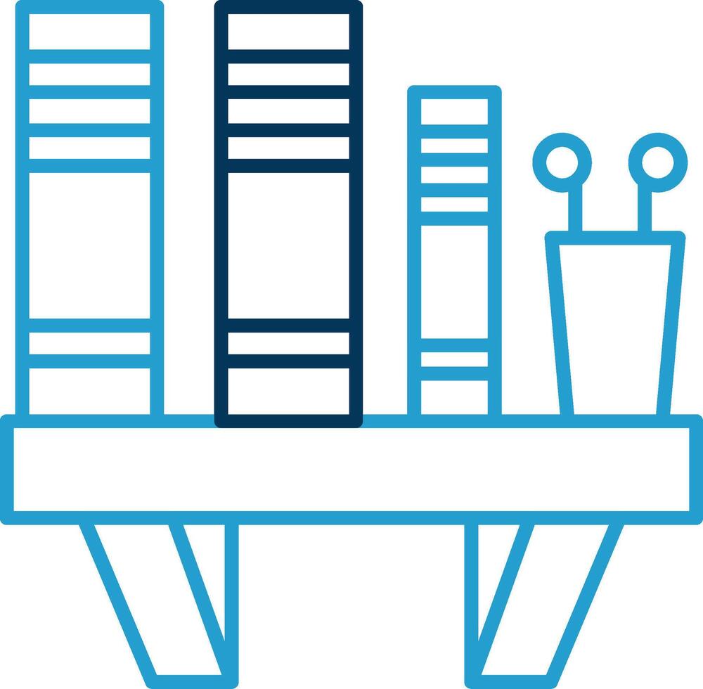 Book Shelf Line Blue Two Color Icon vector