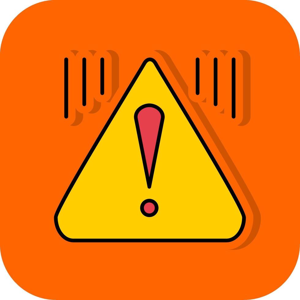 Warning Filled Orange background Icon vector