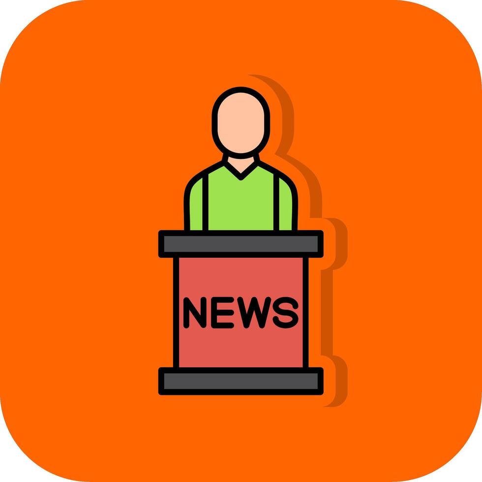 News Anchor Filled Orange background Icon vector
