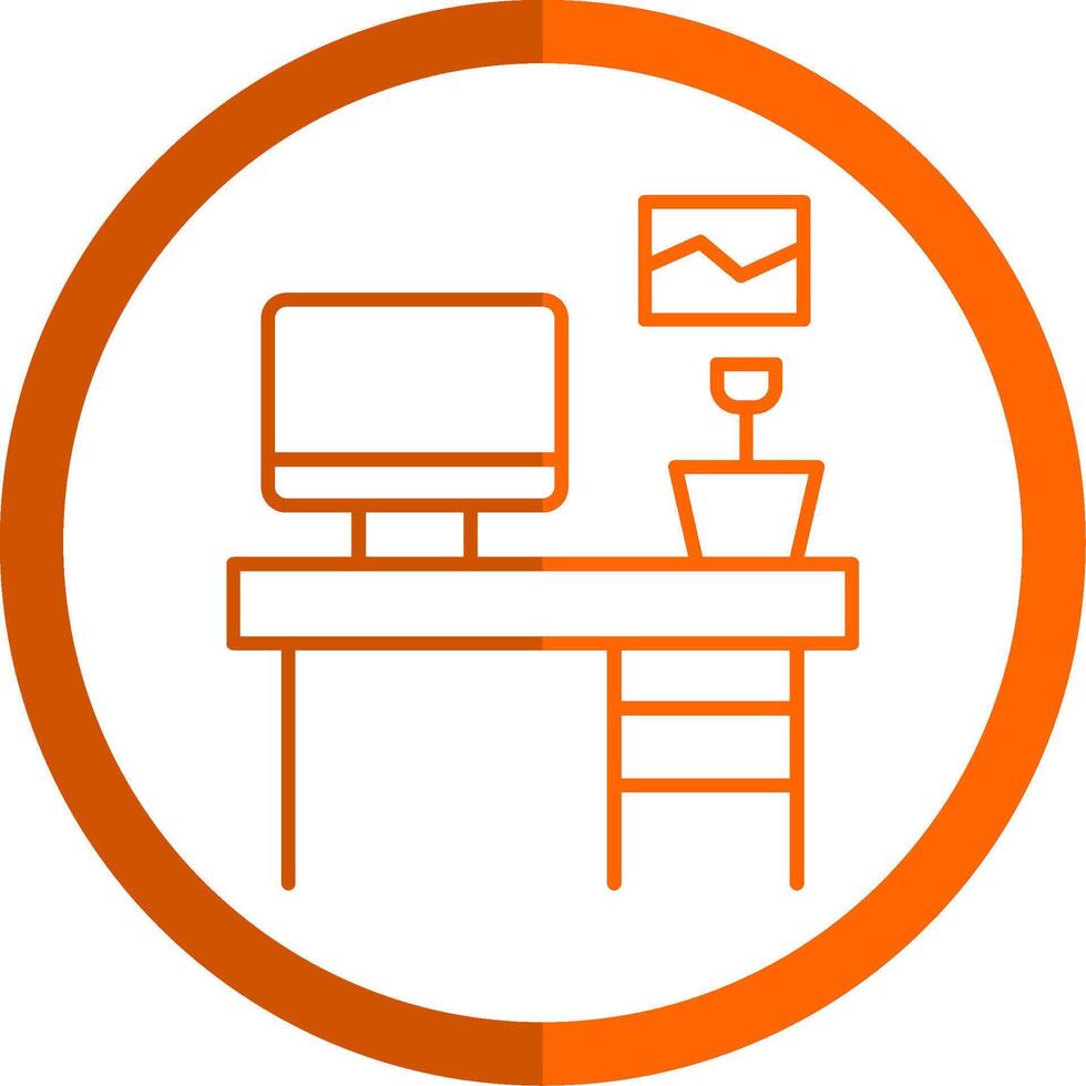 Workbench Line Orange Circle Icon vector