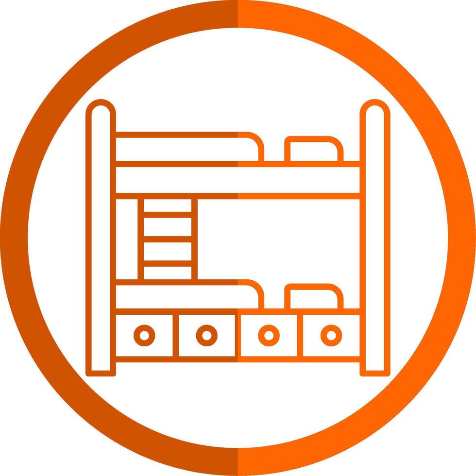 Bunk Bed Line Orange Circle Icon vector