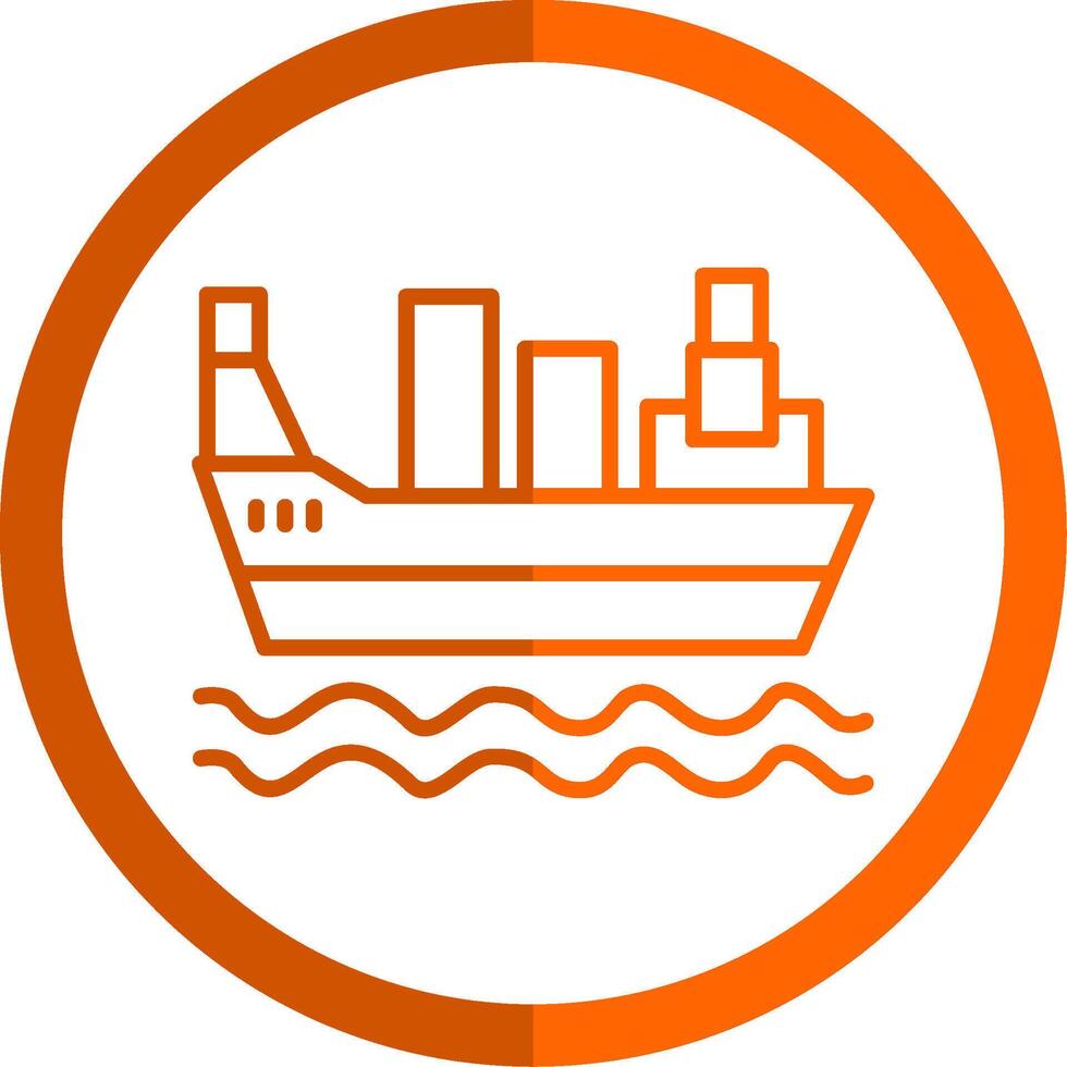 Cargo Ship Line Orange Circle Icon vector