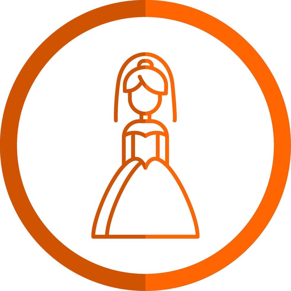 Bride Line Orange Circle Icon vector