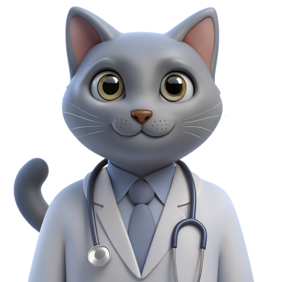 purper aanbiddelijk dokter kat 3d afbeeldingen png