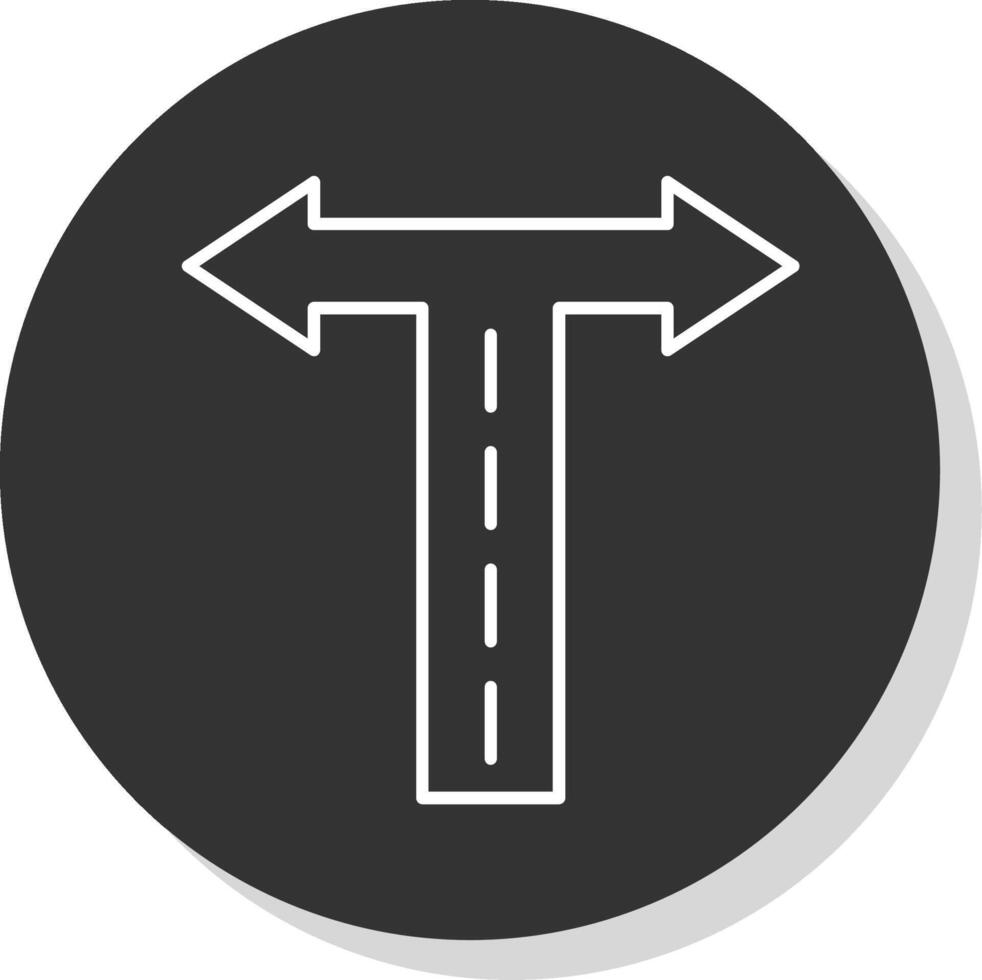 cruce de caminos línea gris circulo icono vector