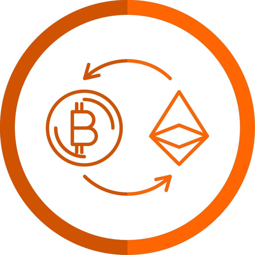 Ethereum Line Orange Circle Icon vector