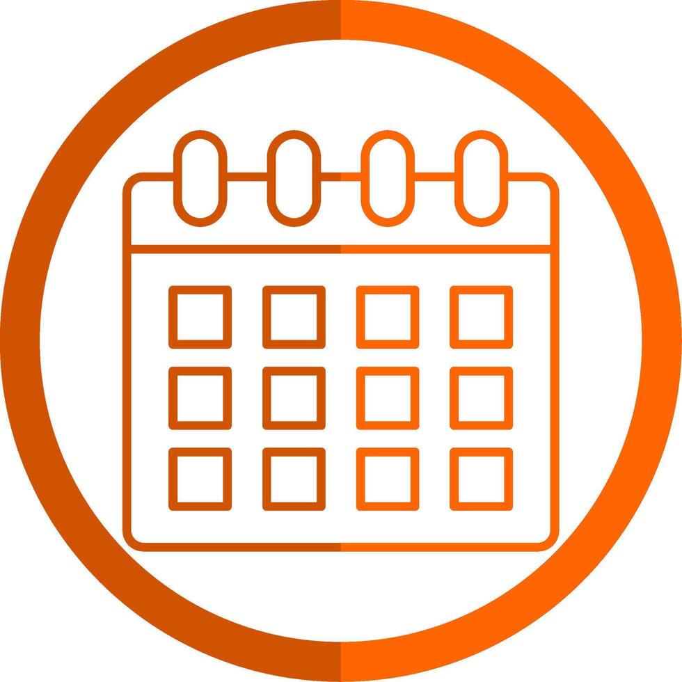 Calendar Line Orange Circle Icon vector